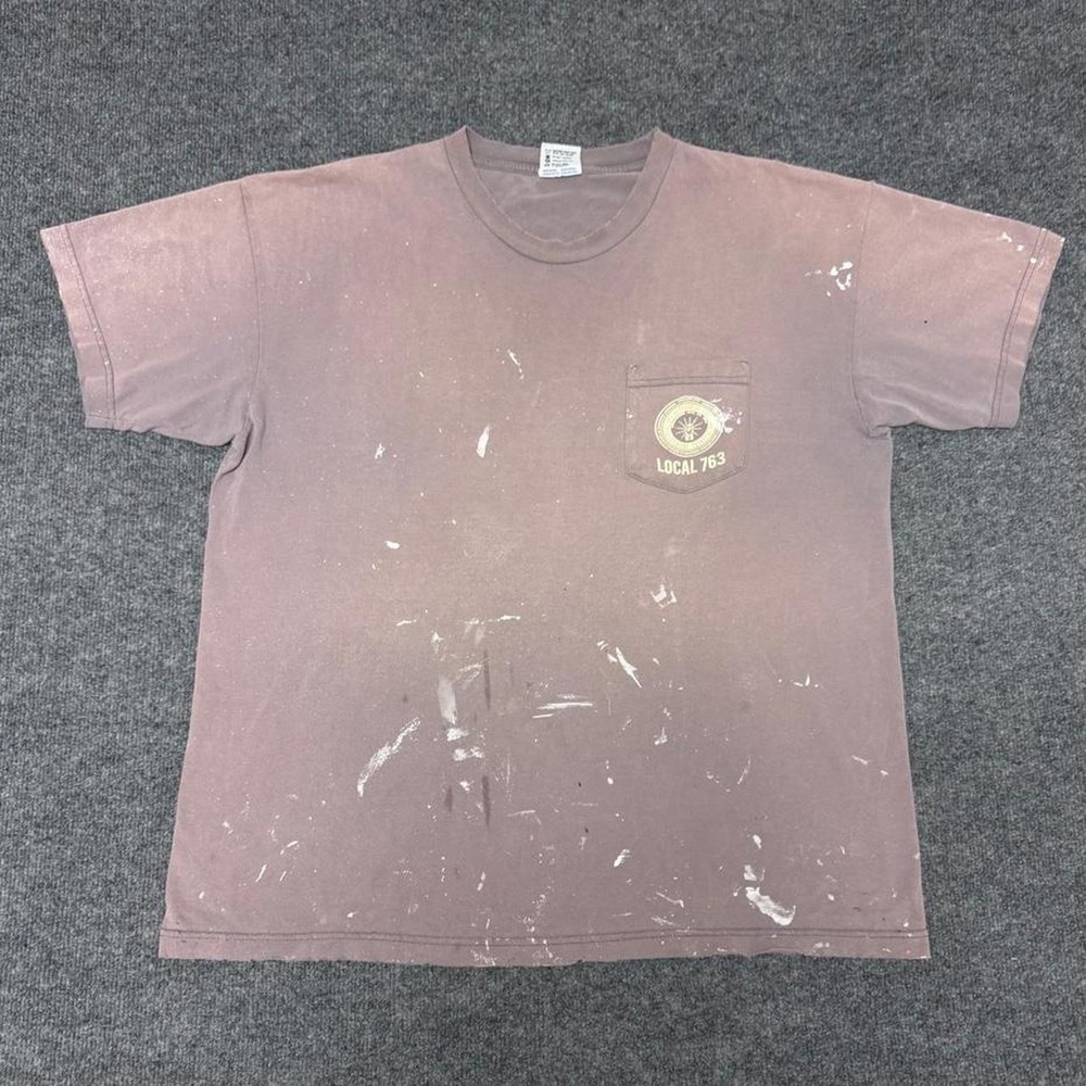 Bayside IBEW Local 763 Painter Tee Faded Brown Pink Y2K Vintage XL USA Made